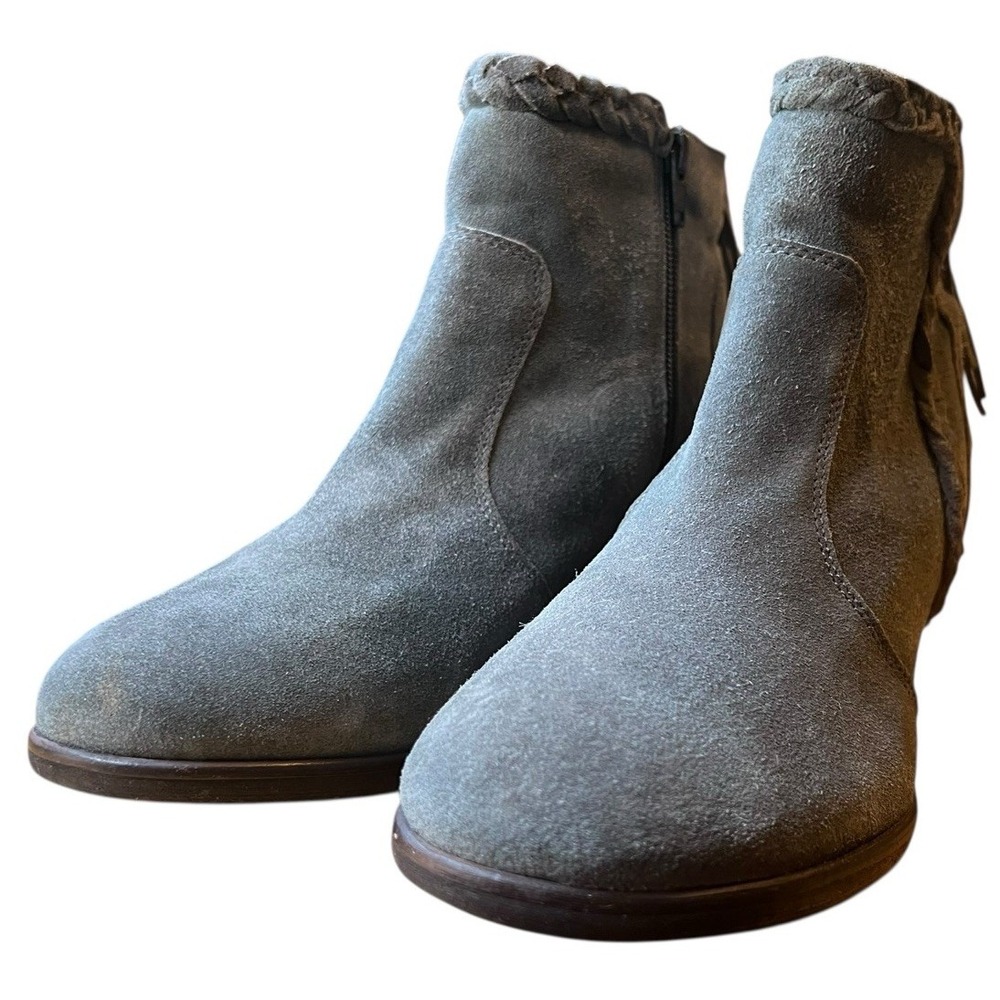 Matisse Lucinda Fringe Braided‎ Western  Blue Suede Leather Ankle Boots Sz 8.5 - Picture 5 of 16